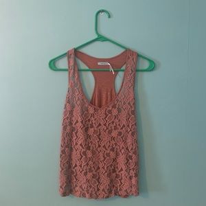 Pink lace racer tank